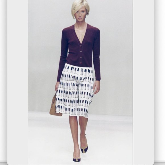 ICONIC PRADA LIPSTICK Pleated Silk SKIRT RUNWAY S/S 2000 Y2K IT 40/ 4 - Picture 13 of 13